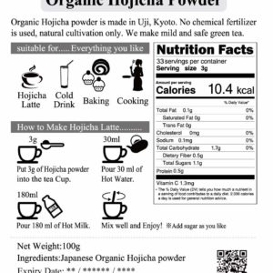 Organic Roasted green tea Hojicha Powder 100g