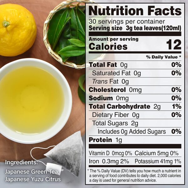 Japanese Organic Yuzu Green Tea Tea Bags (3gx15bags) - Image 7
