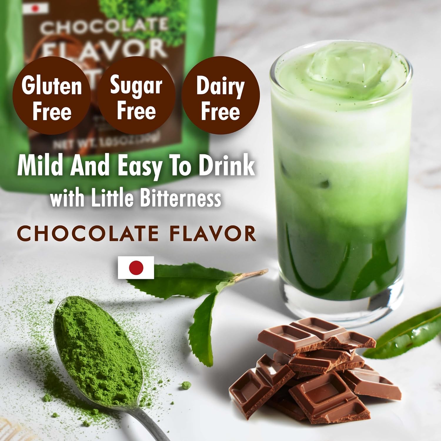 Japanese Matcha Green Tea Powder Chocolate Flavor