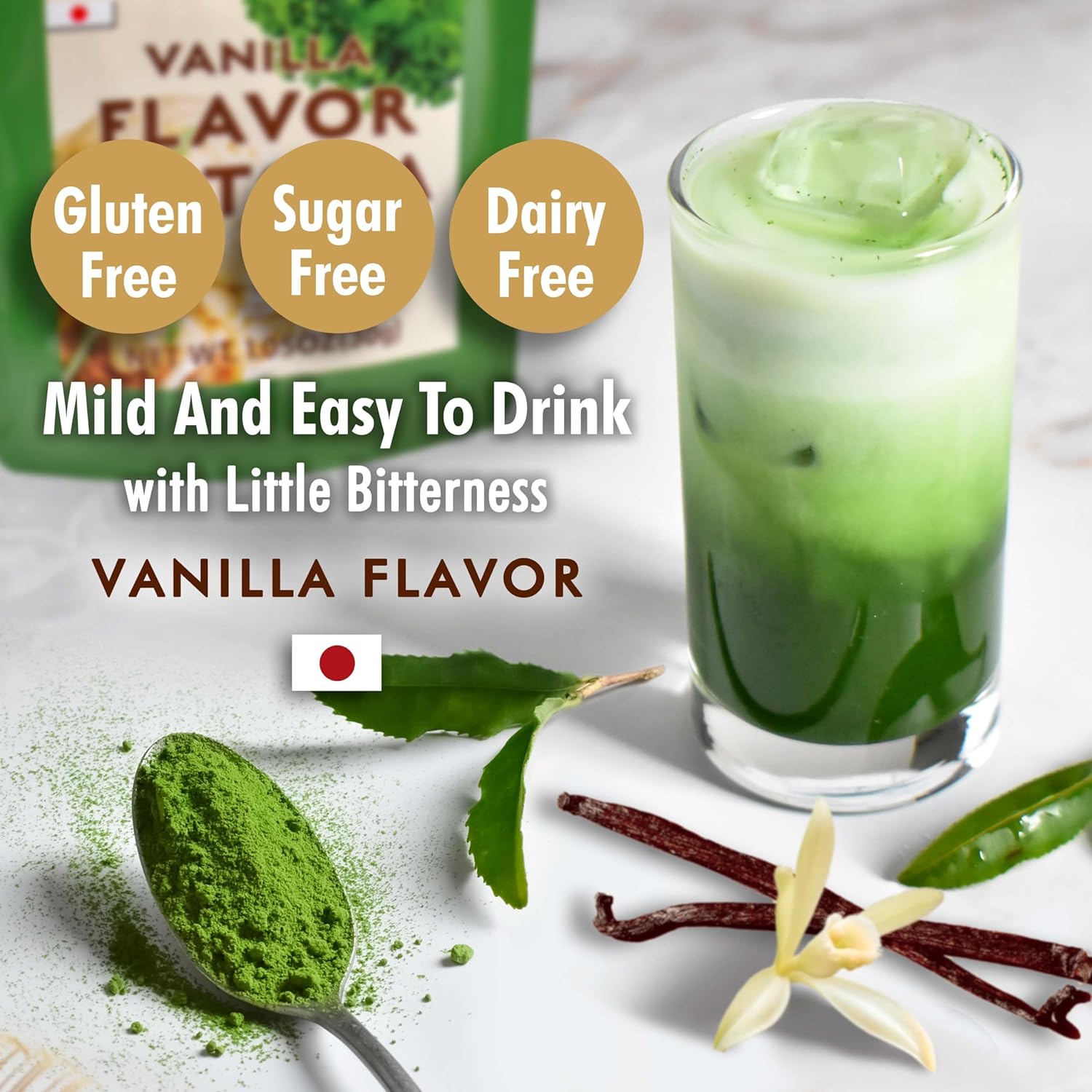 Japanese Matcha Green Tea Powder Vanilla Flavor